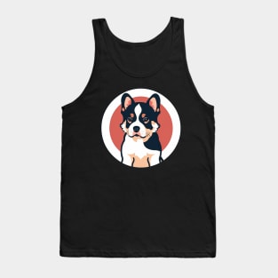 Cute little puppy on a white and pink circular background Tank Top